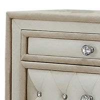 Matt 30 Inch Modern Nightstand, 3 Drawers, Velvet Tufted, Ivory Light Brown - BM280357