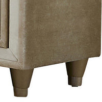 Matt 30 Inch Modern Nightstand, 3 Drawers, Velvet Tufted, Ivory Light Brown - BM280357