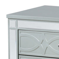 Gina 29 Inch Modern Glam Nightstand, Round Crystal Knobs, USB Ports, Silver - BM280371