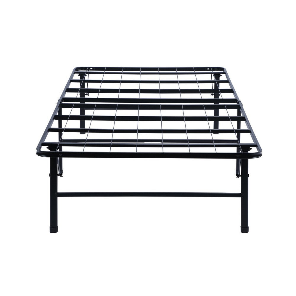 Adel Twin Size Low Profile Bed, Foldable Metal Frame, Black - BM280382