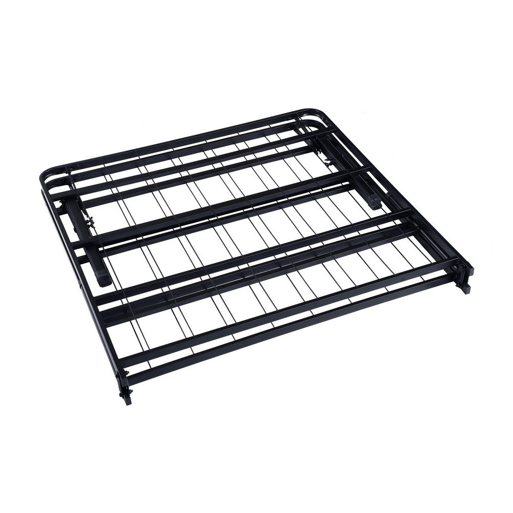 Adel Twin Size Low Profile Bed, Foldable Metal Frame, Black - BM280382