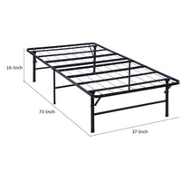Adel Twin Size Low Profile Bed, Foldable Metal Frame, Black - BM280382