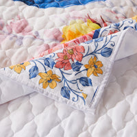 Tess Microfiber 3 Piece Full Quilt Set, Peacock, Floral Print, Multicolor - BM280421