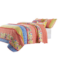 Lio 3 Piece Microfiber Queen Quilt Set, Bohemian Floral Pattern, Multicolor - BM280445