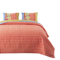 Lio 3 Piece Microfiber Queen Quilt Set, Bohemian Floral Pattern, Multicolor - BM280445