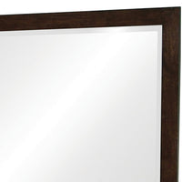 40 Inch Solid Wood Modern Mirror, Portrait, Framed, Cappuccino Brown - BM280469