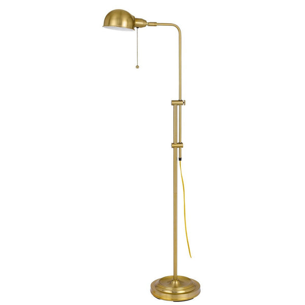 58 Inch Metal Floor Lamp, Adjustable Height, Chain Switch, Antique Brass - BM280512