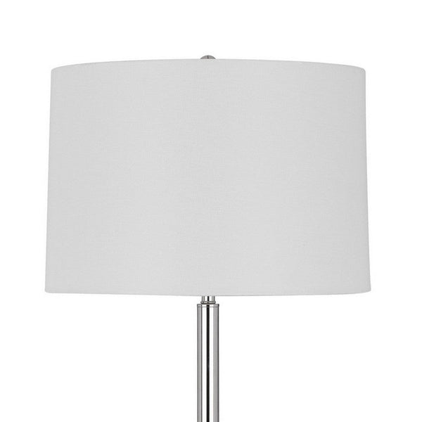 Charlie 61 Inch Modern Floor Lamp, Wood Table, 1 USB, Glossy, White, Brown - BM280525