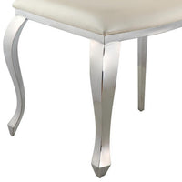 Kuri 23 Inch Dining Chair, Scalloped Back, Vegan Leather, Set of 2, Beige - BM281973