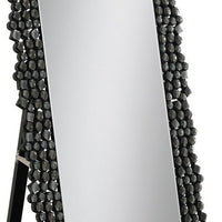 63 Inch Classic Portrait Floor Mirror, Rhinestone Inlay, Cheval, Black - BM282016