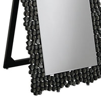 63 Inch Classic Portrait Floor Mirror, Rhinestone Inlay, Cheval, Black - BM282016
