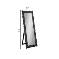 63 Inch Classic Portrait Floor Mirror, Rhinestone Inlay, Cheval, Black - BM282016