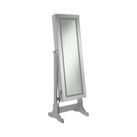 58 Inch Full Body Floor Cheval Mirror, Jewelry Storage, LED, Silver - BM282017