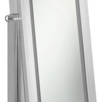 58 Inch Full Body Floor Cheval Mirror, Jewelry Storage, LED, Silver - BM282017