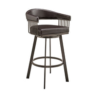 Oliver 26 Inch Modern Counter Stool, Vegan Faux Leather, Swivel, Dark Brown - BM282068