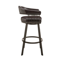 Oliver 26 Inch Modern Counter Stool, Vegan Faux Leather, Swivel, Dark Brown - BM282068