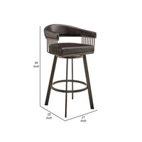 Oliver 26 Inch Modern Counter Stool, Vegan Faux Leather, Swivel, Dark Brown - BM282068