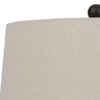 29 Inch Classic Table Lamp, Textured Lined Body, Ceramic, Charcoal Black - BM282153