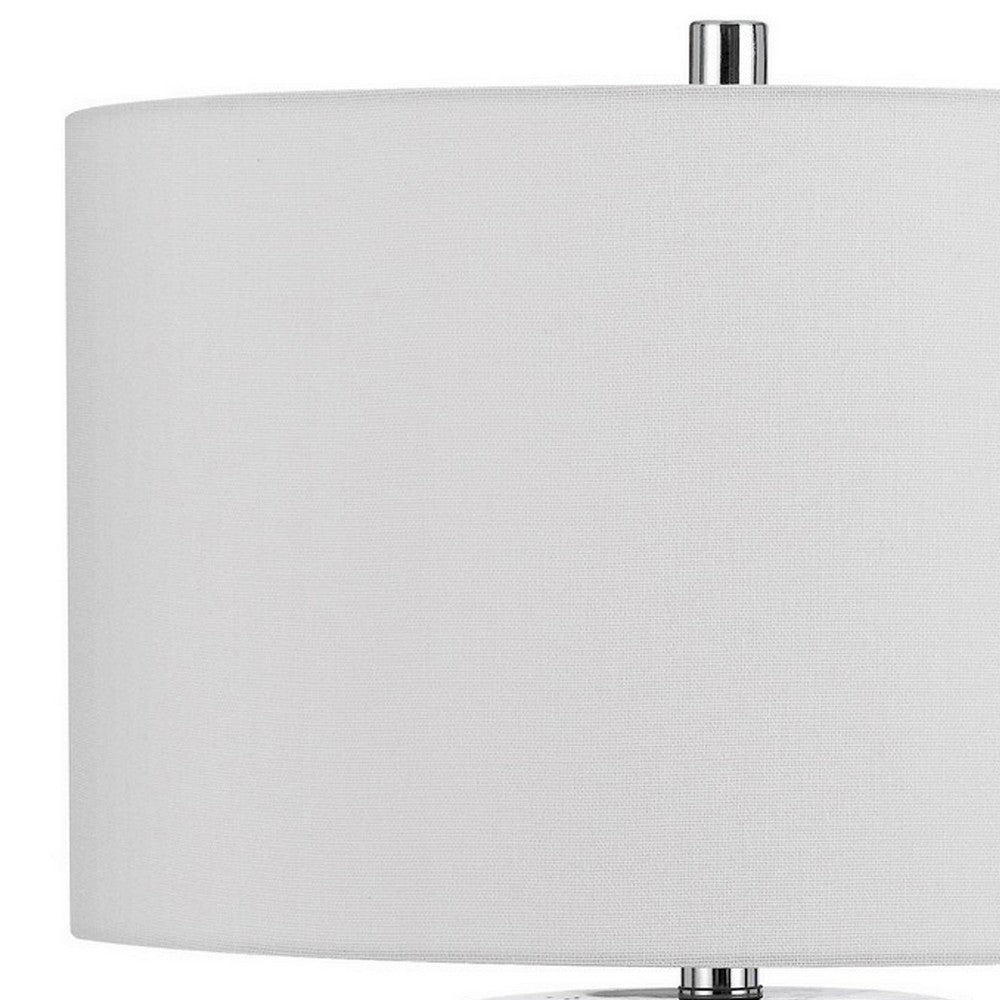 29 Inch Accent Table Lamp Set of 2, Tall Cylinder, Ball Finial Accent, Gray - BM282155