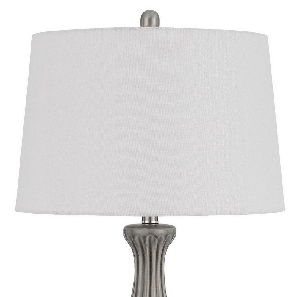 29 Inch Accent Table Lamp Set of 2, Elegant Tapered Glass Base, Slate Gray - BM282159