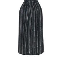 25 Inch Set of 2 Artisanal Ceramic Accent Table Lamp, Fluted, Grayed Black - BM282182