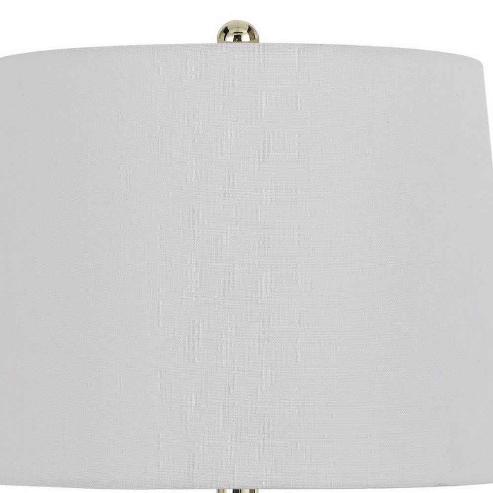 23 Inch Set of 2 Ceramic Accent Table Lamp, Hammered Base, White, Gold - BM282183