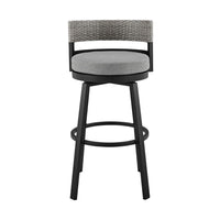 Ella 30 Inch Modern Outdoor Patio Swivel Bar Stool,  Aluminum, Gray, Black - BM282664