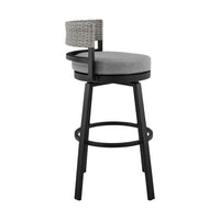 Ella 30 Inch Modern Outdoor Patio Swivel Bar Stool,  Aluminum, Gray, Black - BM282664