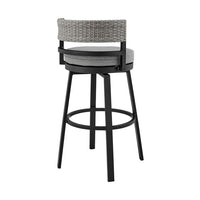 Ella 30 Inch Modern Outdoor Patio Swivel Bar Stool,  Aluminum, Gray, Black - BM282664