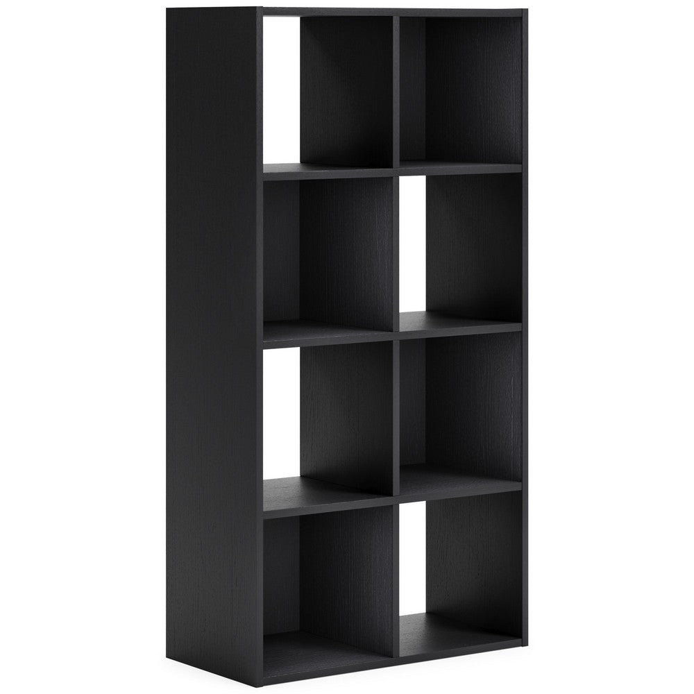 Zayla 48 Inch Tall Wood Bookcase Organizer, 8 Cube Compartments, Black - BM283052