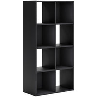 Zayla 48 Inch Tall Wood Bookcase Organizer, 8 Cube Compartments, Black - BM283052