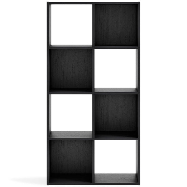 Zayla 48 Inch Tall Wood Bookcase Organizer, 8 Cube Compartments, Black - BM283052