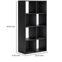 Zayla 48 Inch Tall Wood Bookcase Organizer, 8 Cube Compartments, Black - BM283052