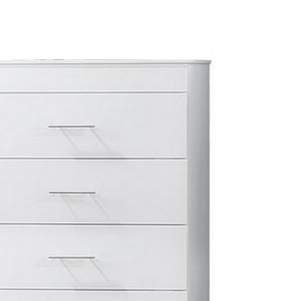 Vin 48 Inch Modern Tall Dresser Chest, 5 Gliding Drawers, Crisp White - BM283224