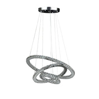 12-47 Inch Adjustable Chandelier, Offset Circle Design Silver Chrome Finish - BM283276