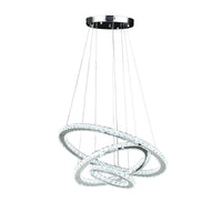 12-47 Inch Adjustable Chandelier, Offset Circle Design Silver Chrome Finish - BM283276