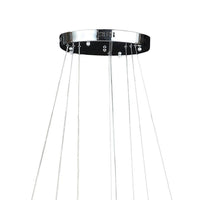 12-47 Inch Adjustable Chandelier, Offset Circle Design Silver Chrome Finish - BM283276
