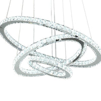 12-47 Inch Adjustable Chandelier, Offset Circle Design Silver Chrome Finish - BM283276