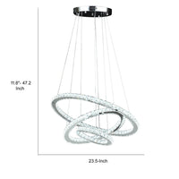 12-47 Inch Adjustable Chandelier, Offset Circle Design Silver Chrome Finish - BM283276
