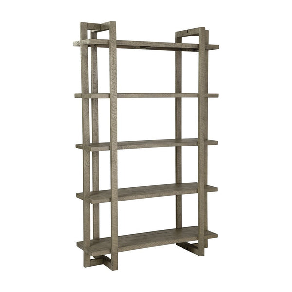 78 Inch Modern Bookcase Cabinet, 5 Shelves, Wood, Distressed Gray - BM283353