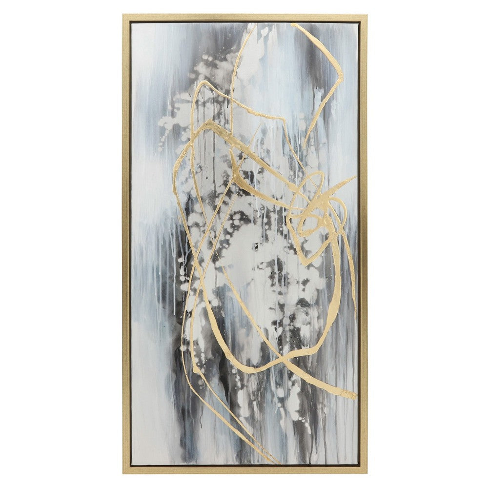 22 x 42 Canvas Wall Art, Abstract Luxury Paint Design, Set of 3, Gold, Gray - BM283743