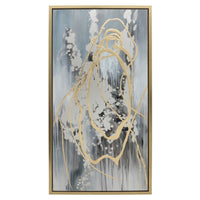 22 x 42 Canvas Wall Art, Abstract Luxury Paint Design, Set of 3, Gold, Gray - BM283743