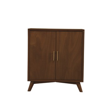 Ian 36 Inch 2 Door Bar Cabinet, Mahogany Wood, Wine Rack, Walnut Brown - BM283833