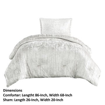 Jay 2 Piece Twin Comforter Set, Polyester Velvet Deluxe Texture, White - BM283889