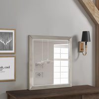 Bran 36 x 36 Modern Square Dresser Mirror, Pine Wood, Light Brown - BM284304