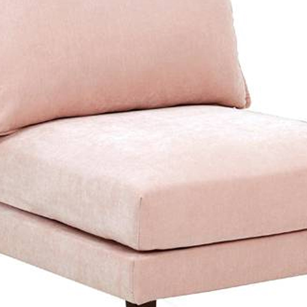 Rio 33 Inch Modular Armless Sofa Chair, Lumbar Cushion, Blush Pink - BM284323