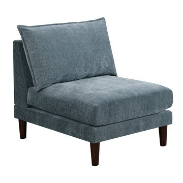 Rio 33 Inch Modular Armless Sofa Chair, Lumbar Cushion, Slate Blue Fabric - BM284326