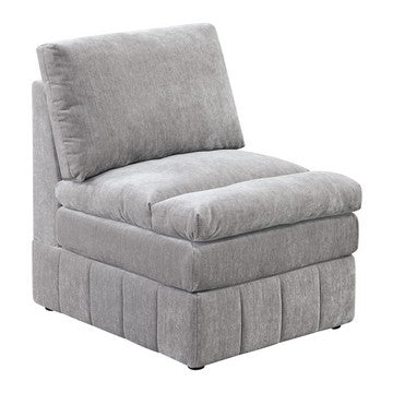 Luna 35 Inch Modular Armless Chair, Three Layer Plush Cushioned Seat, Gray - BM284329