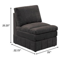 Luna 35 Inch Modular Armless Chair, 3 Layer Plush Cushion Seat, Dark Gray - BM284332