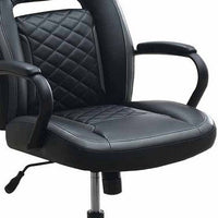 Ida 26 Inch Ergonomic Office Chair, Faux Leather Swivel Seat, Black, Gray - BM284335